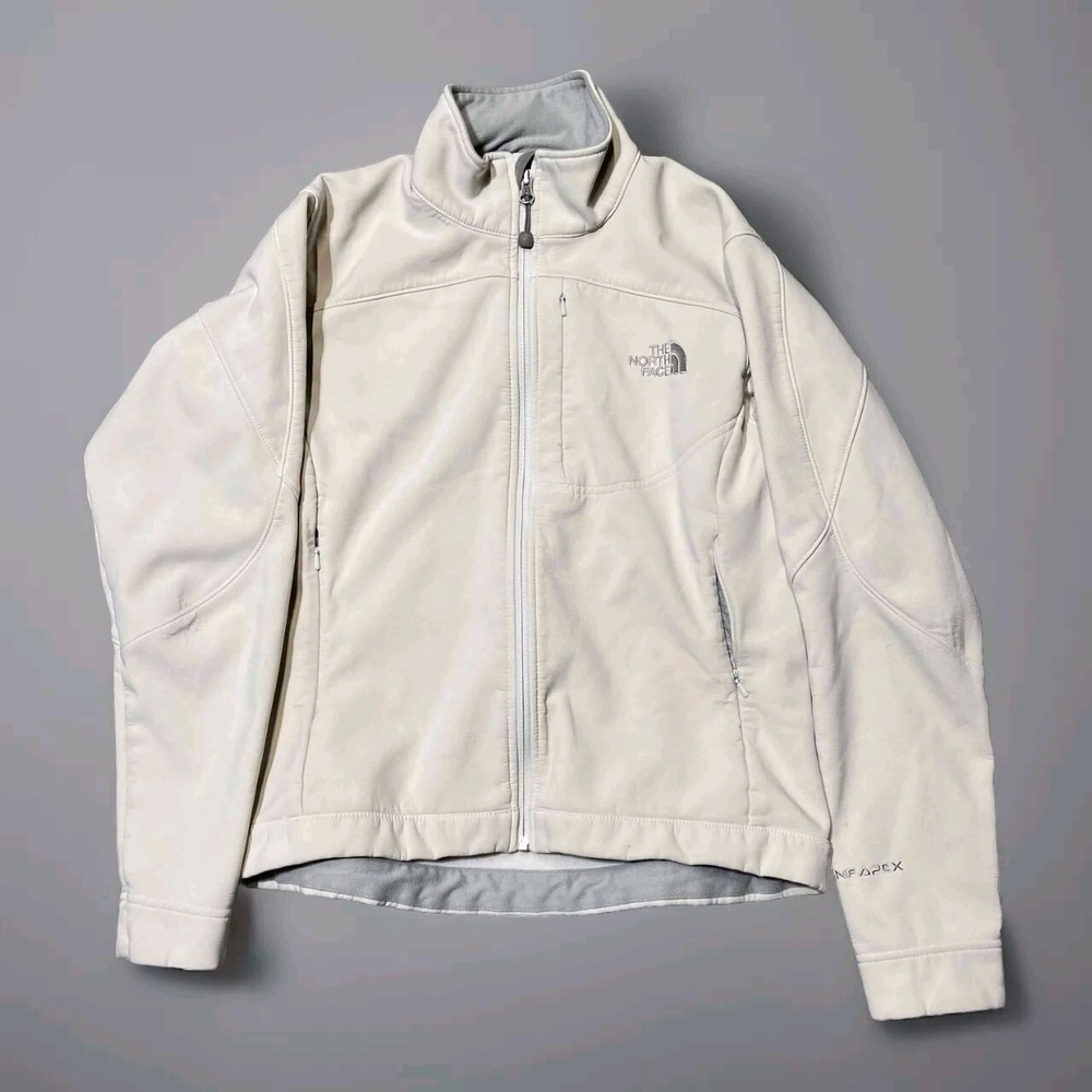 The North Face Apex Softshell Jacket Womens Small Cream Full Zip Wind Resistant